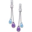 14K White Gold Pear Shaped Multi Color Diamond Earrings