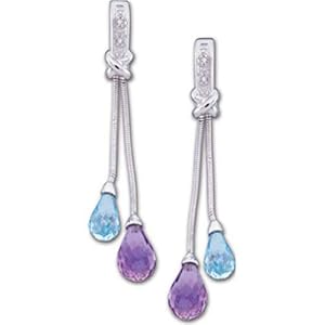 14kt White Gold Pear Shaped Multi Color Diamond Earrings