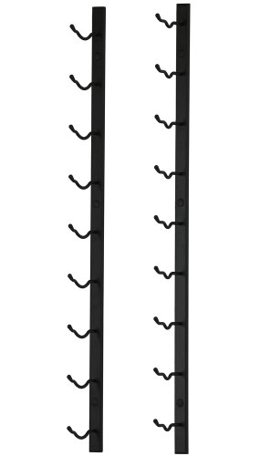 VintageView 9 Bottle Wall Mounted Metal Hanging Wine Rack (1 Deep - Black)