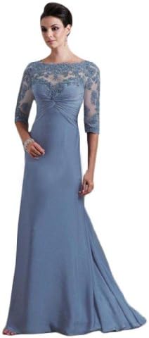 IBEAUTY DRESS Mother's Chiffon Half Sleeve Bridesmaid Dress Blue grey US 18