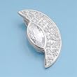 Sterling Silver Pendant - Cresent Moon - Clear Cubic Zerconia - 24mm Height