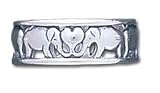 Solid Sterling Silver Elephants Ring