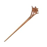 Crystalmood Handmade Peach Wood Carved Hair Stick 7-Petal Flower 6.75 inches