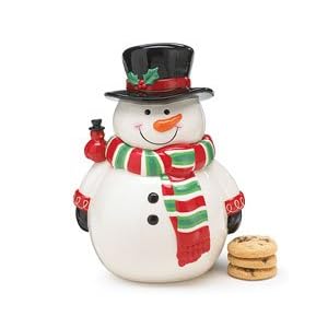 Festive Cheerful Charlie Snowman Cookie Jar Food Container by