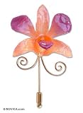 Natural orchid gold-plated stickpin, 'Glorious Dawn' 2 W 3 L