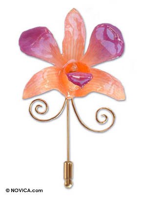 Natural Orchid Gold-plated Stickpin 3 L