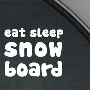 Eat Sleep Snowboard White Sticker Decal Car Window Wall Macbook Notebook Laptop Sticker Decal