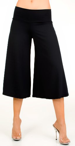 Glam Attack Women's Stretch Gaucho Pants with Banded Waist from Shorts