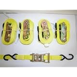 4 Pack of 1 x 15' Motorcycle Tie Down Ratchet Straps for Car Haulers by Global Parts