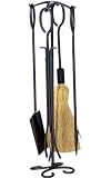 Uniflame 5 PC Black Wrought Iron Fireset with Ring handles