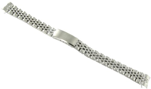 13mm Curved End Speidel Deployment Buckle Silver Tone Semi-Solid Link Stainless Steel Watch Band 3051/00