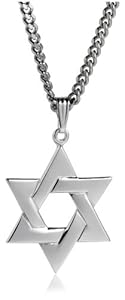 Men's Sterling Silver Star of David Pendant, 24"