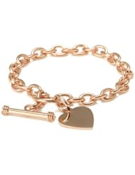 22mm 18k-Rose Gold Plated Designer Inspired Engravable HEART CHARM .925 Sterling Silver Toggle Lock *Customize Length: 6, 7, 8"inches (6 Inches)