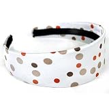 CREAM CORAL BROWN TAUPE MULTI POLKA DOT WIDE HAIR BAND