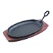 Sizzling Cast Iron Steak Platter w/ Wooden Base