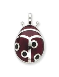 Sterling Silver Red Resin Ladybug Pendant QE1555"