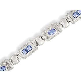 14K White Gold Genuine Square Tanzanite Bracelet by Jewels For Me