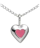 Sterling Silver and Pink Enamel Children's Heart Pendant, 13