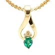 14K Yellow Gold Emerald and Diamond Pendant