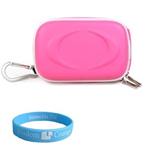 Camera Case for Flip Video SlideHD and MinoHD (Eva Magenta) + SumacLife TM Wisdom Courage Wristband