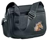 Horse Embroidered Leather Field Handbag