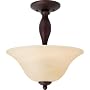 Globe Barcelona Two-Light Semi-Flush Mount Ceiling Fixture, Dark Brown with Amber Alabaster Globe #61902