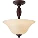 Globe Barcelona Two-Light Semi-Flush Mount Ceiling Fixture, Dark Brown with Amber Alabaster Globe #61902