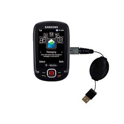 Retractable USB Cable for the Samsung SGH-T359 with Power Hot Sync and Charge capabilities - uses Gomadic TipExchange Technology