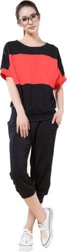 Wantdo Women's Pur Color Sport Tracksuit 2014(Black Orange,L)