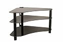 GT7 Contemporary Black Glass LCD TV Corner Stand with black legs.  Up to 43" TV