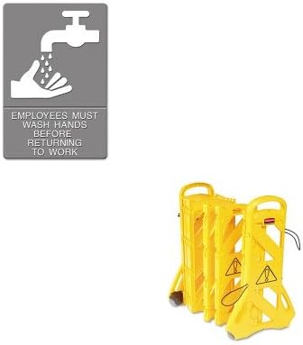 KITRCP9S1100YELUSS4726 - Value Kit - ADA Sign, Employees Must Wash Hands (USS4726) and Rubbermaid Portable Mobile Safety Barrier (RCP9S1100YEL)
