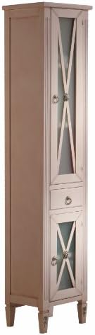 Alessandria 14-5/8-inch Wide Linen Cabinet Furniture Solid Wood, Ivory Patina, Floor Mounted, Bathroom Storage Vanity Cabinet, Made in Spain (European Brand)