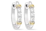 1/4 Carat 3-Stone Diamond 14K White and Yellow Gold Earrings