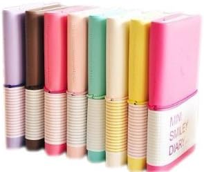 TINYPONY 1 picece Korean Stationery Mini Smiley Diary Notebook Journal with PU leather case,Perfect Gift for Students and Children,Color Random