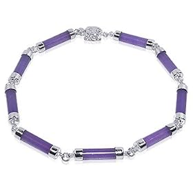 Sterling Silver Purple Jade Gemstone 7.5 Bracelet by Jade Birthstones