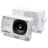 PYLE PLMR24 3.5-Inch 200 Watt 3-Way Weather Proof Mini Box Speaker System (White) (Pair)