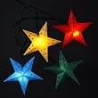 Set of 10 Country Heritage Multi-Color Star Christmas Lights - Green Wire