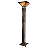 Mission Camelot Torchiere Floor Lamp in Antique Bronze