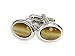 Neutral Tan Oval Cateye Cufflinks Framed in Silver with Presentation Box