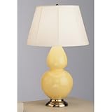 IMAGE OF Robert Abbey 1606 Double Gourd - Table Lamp, Antique Silver Finish with Butter Glass with Ivory Stretched Fabric Shade