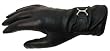 Classy and Warm Black Leather Gloves with Decorative Metal Buckle