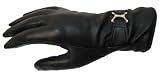 Classy and Warm Black Leather Gloves with Decorative Metal Buckle