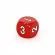 Chessex Opaque 16mm d6 with 1-2-3 twice, Red and white Dice