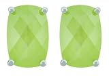 Platinum Plated Sterling Silver Light Green Opaque Oval Shaped Cubic Zirconia Earrings