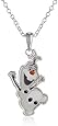 Disney Girls' "Frozen" Silver-Plated Olaf Pendant Necklace, 16"