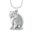 Winged Wolf or Dog Pendant in Sterling Silver on 16" Rhodium Snake Chain, #7922
