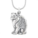 Winged Wolf or Dog Pendant in Sterling Silver on 16" Rhodium and Silver Snake Chain, #7922