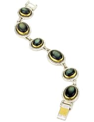GURHAN " Gauntlet" Dark and White Silver with Gold Labradorite Bracelet