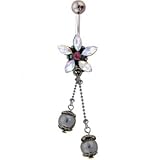 After Dark PANSY POETIC PEARL Dangle Belly Ring