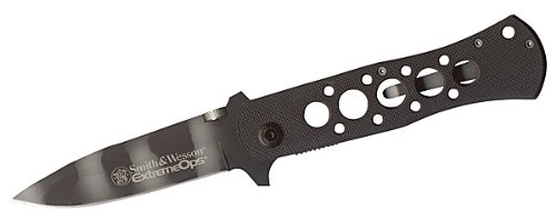 Smith and Wesson Einhandmesser Extreme Ops, Stahl 440 A, Camo-Blade, G-10-Schalen, Edelstahl-Clip